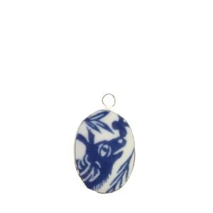 Blue Willow China Donkey Charm Mini Chinoiserie Pottery Shard Necklace Pendant